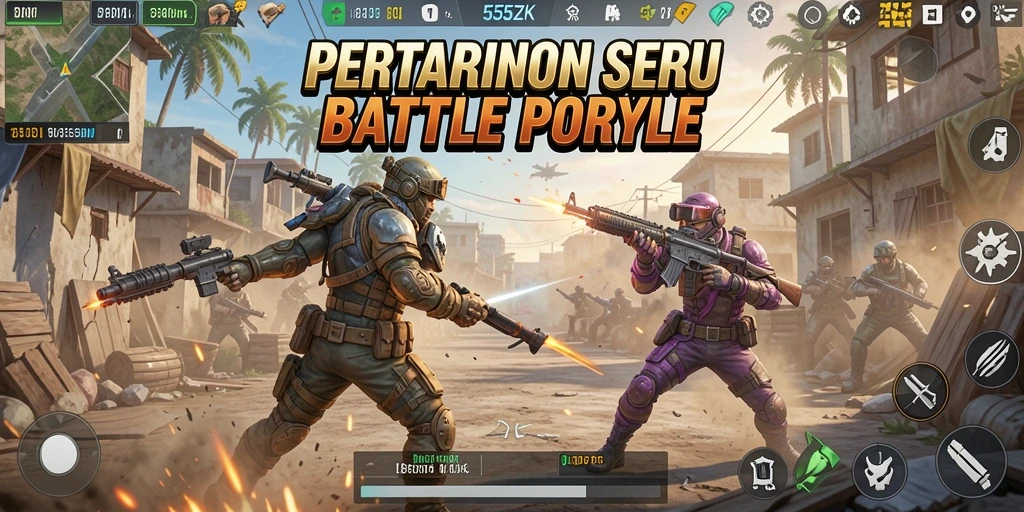 Tangkapan layar menunjukkan aksi seru dalam gameplay 555ZK.
