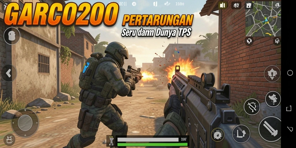 Tangkapan layar GARCO200 menampilkan aksi pertempuran seru dalam gameplay TPS.