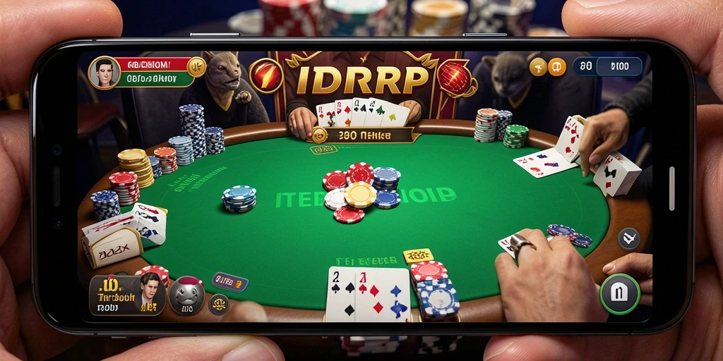 Tampilan gameplay menarik di IDRRP yang menampilkan aksi Poker seru.