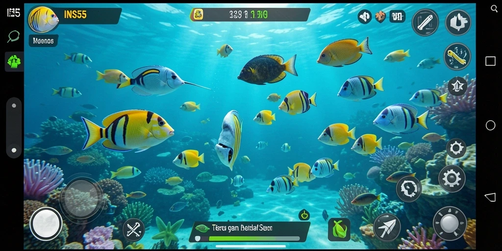Tampilan gameplay seru dari INS55 menembak ikan.