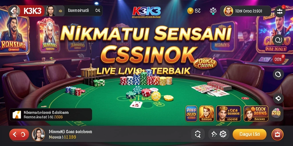 Gameplay seru K3K3 dengan dealer langsung dan interaksi nyata.