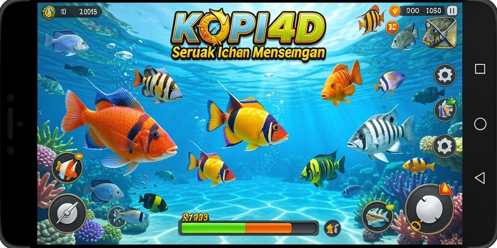 Tampilan seru gameplay KOPI4D saat menembak ikan.