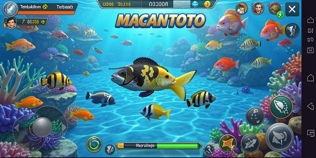 Tampilan gameplay seru dari game Tembak Ikan MACANTOTO.