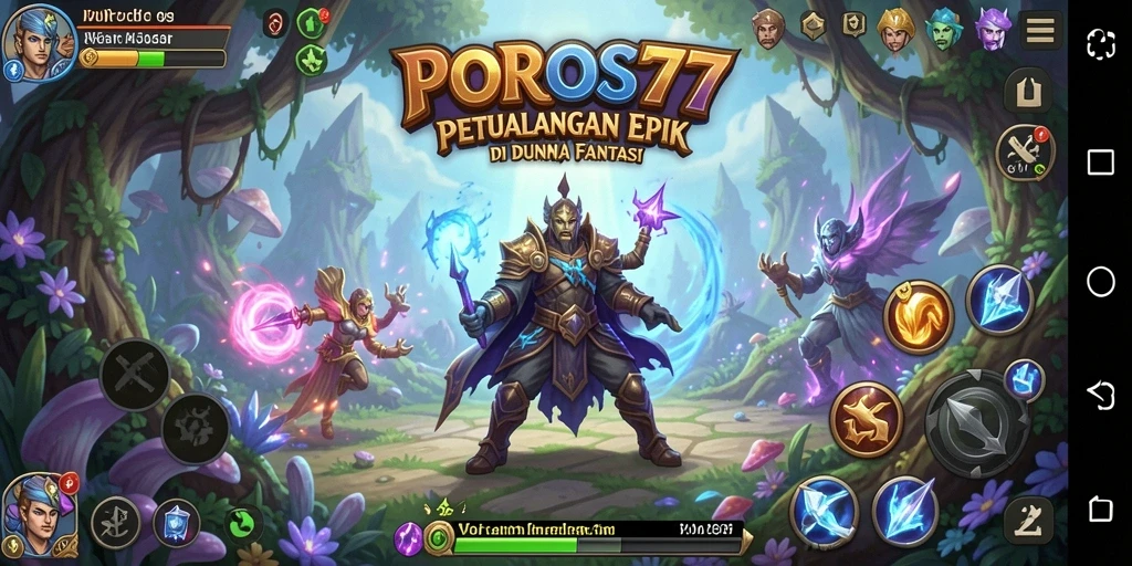Tampilan menarik dari gameplay RPG di POROS77.