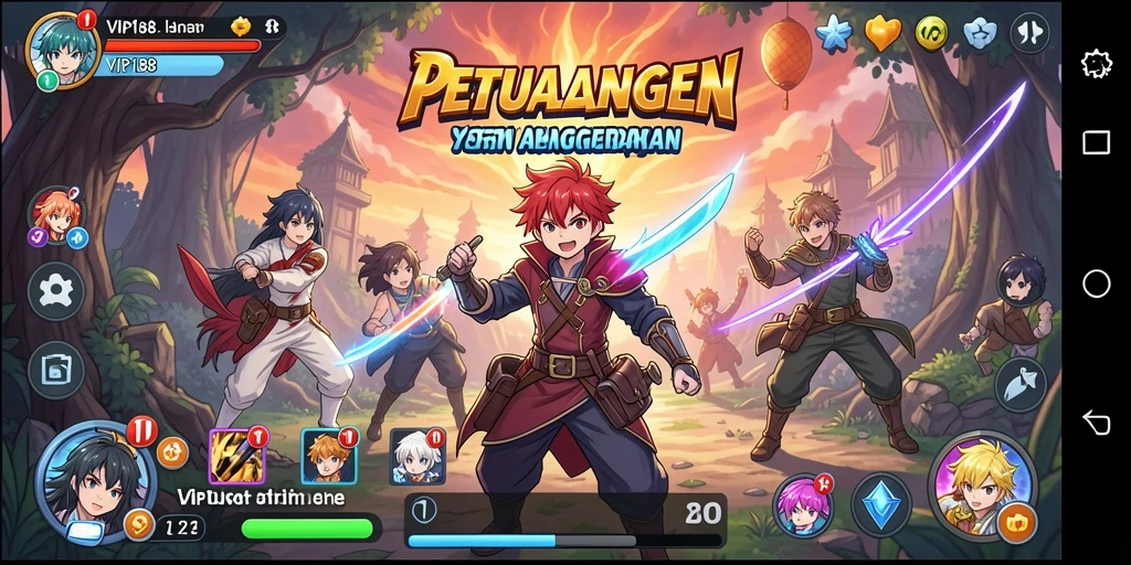 Screenshot menunjukkan aksi seru dalam game Anime VIP188.